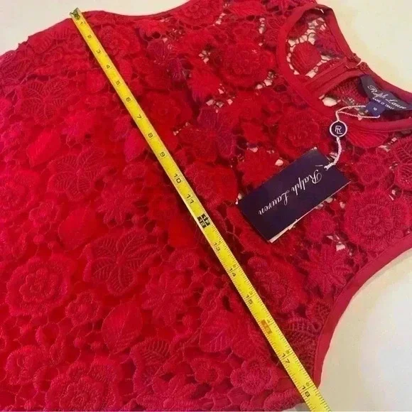 Ralph Lauren Collection Purple Label Embroidered Lace Red Midi Dress 10 M $2990